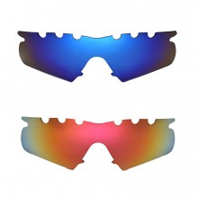 Walleva Polarized Fire Red + Ice Blue Vented Replacement Lenses for Oakley M Frame Hybrid Sunglasses